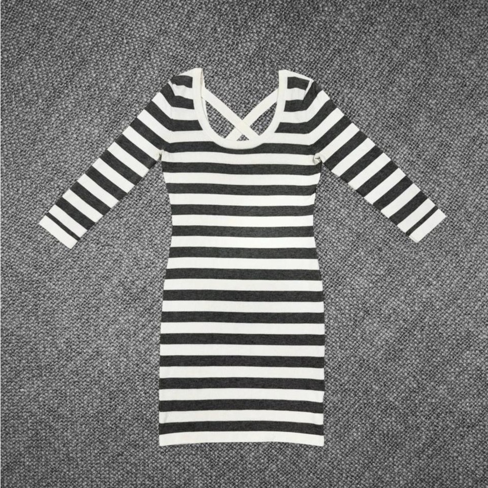 Guess Black And White Striped Dress